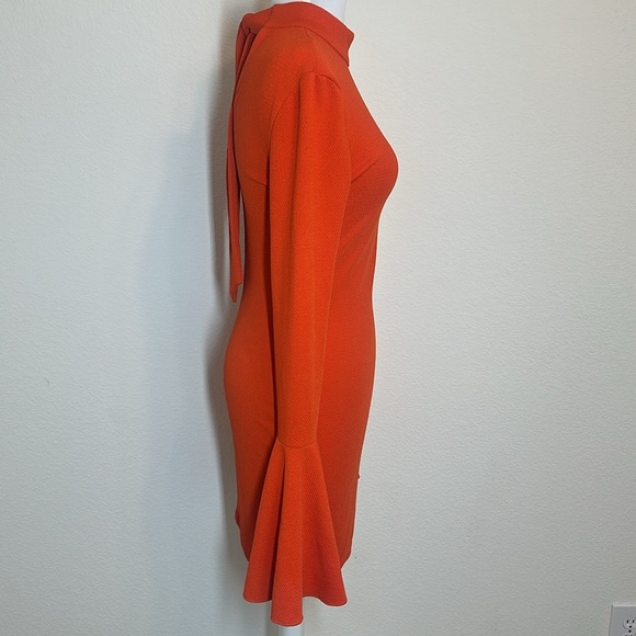 AX Paris Vibrant Orange Bell Sleeve Mini Dress Size 8 - Picture 6 of 16